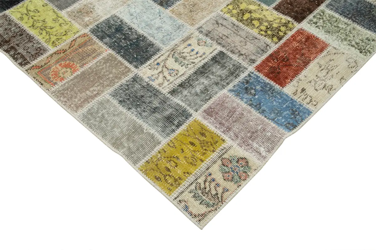 Patchwork Multi Pamuk Üzerine Yün El Dokuma Kilim-293x412 - Görsel 4