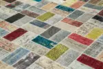 Patchwork Multi Pamuk Üzerine Yün El Dokuma Kilim-293x412 - Görsel 5