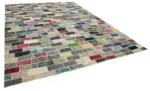 Patchwork Multi Pamuk Üzerine Yün El Dokuma Kilim-306x412 - Görsel 2
