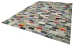 Patchwork Multi Pamuk Üzerine Yün El Dokuma Kilim-306x412 - Görsel 3