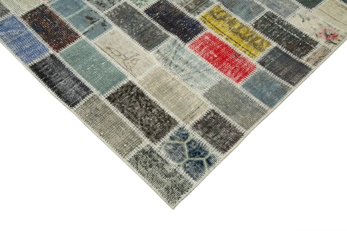 Patchwork Multi Pamuk Üzerine Yün El Dokuma Kilim-306x412 - Görsel 4