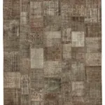 Patchwork Kahverengi Pamuk Üzerine Yün El Dokuma Kilim-297x405