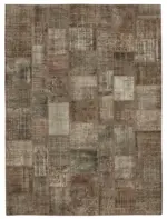 Patchwork Kahverengi Pamuk Üzerine Yün El Dokuma Kilim-297x405