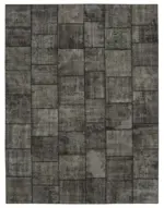 Patchwork Siyah Pamuk Üzerine Yün El Dokuma Kilim-303x401