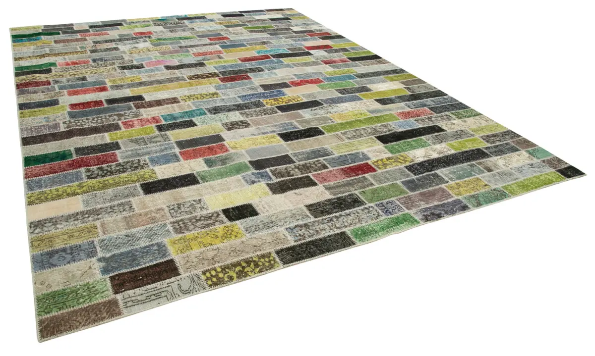 Patchwork Multi Pamuk Üzerine Yün El Dokuma Kilim-300x387 - Görsel 2