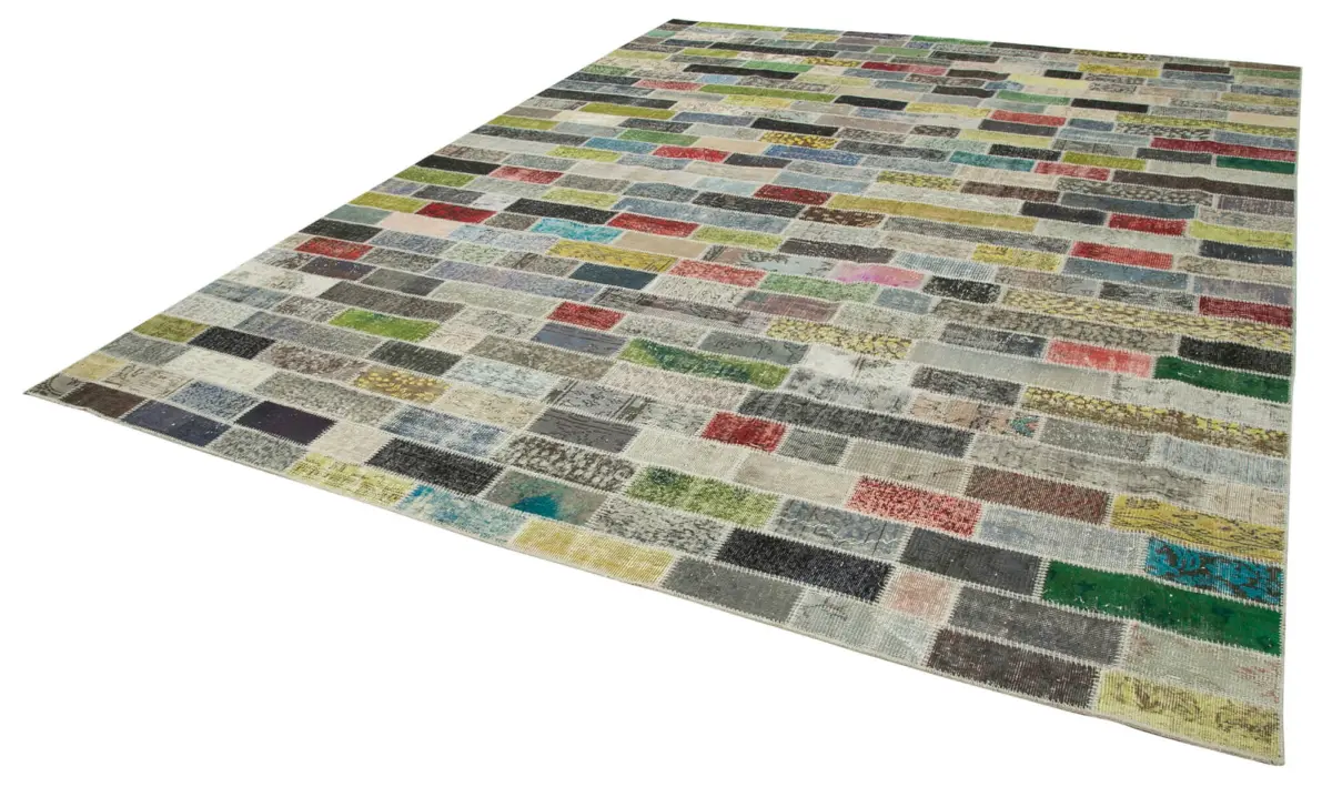 Patchwork Multi Pamuk Üzerine Yün El Dokuma Kilim-300x387 - Görsel 3