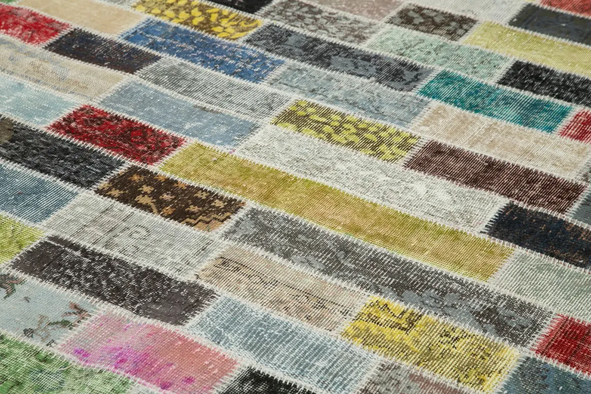 Patchwork Multi Pamuk Üzerine Yün El Dokuma Kilim-300x387 - Görsel 5