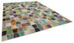 Patchwork Multi Pamuk Üzerine Yün El Dokuma Kilim-306x403 - Görsel 2