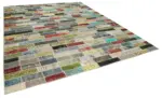Patchwork Multi Pamuk Üzerine Yün El Dokuma Kilim-302x387 - Görsel 2