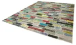Patchwork Multi Pamuk Üzerine Yün El Dokuma Kilim-302x387 - Görsel 3