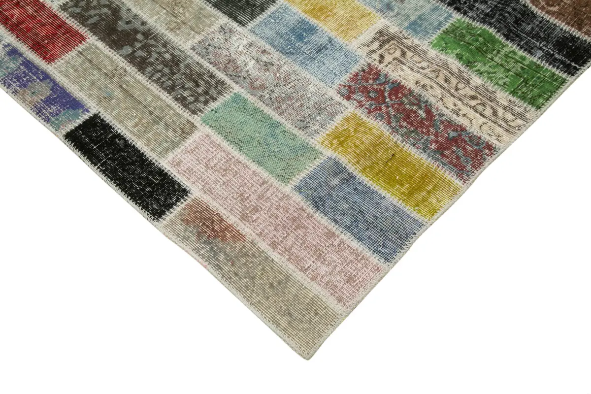 Patchwork Multi Pamuk Üzerine Yün El Dokuma Kilim-302x387 - Görsel 4