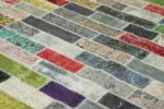 Patchwork Multi Pamuk Üzerine Yün El Dokuma Kilim-302x387 - Görsel 5