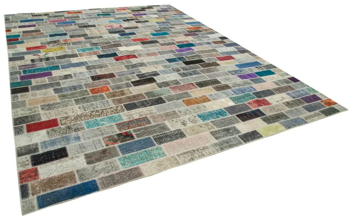 Patchwork Multi Pamuk Üzerine Yün El Dokuma Kilim-298x408 - Görsel 2