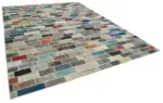 Patchwork Multi Pamuk Üzerine Yün El Dokuma Kilim-298x408 - Görsel 2