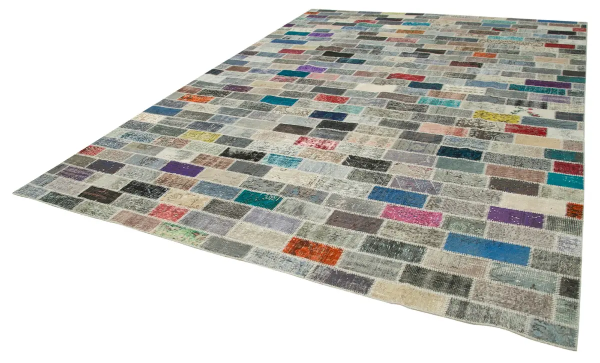 Patchwork Multi Pamuk Üzerine Yün El Dokuma Kilim-298x408 - Görsel 3