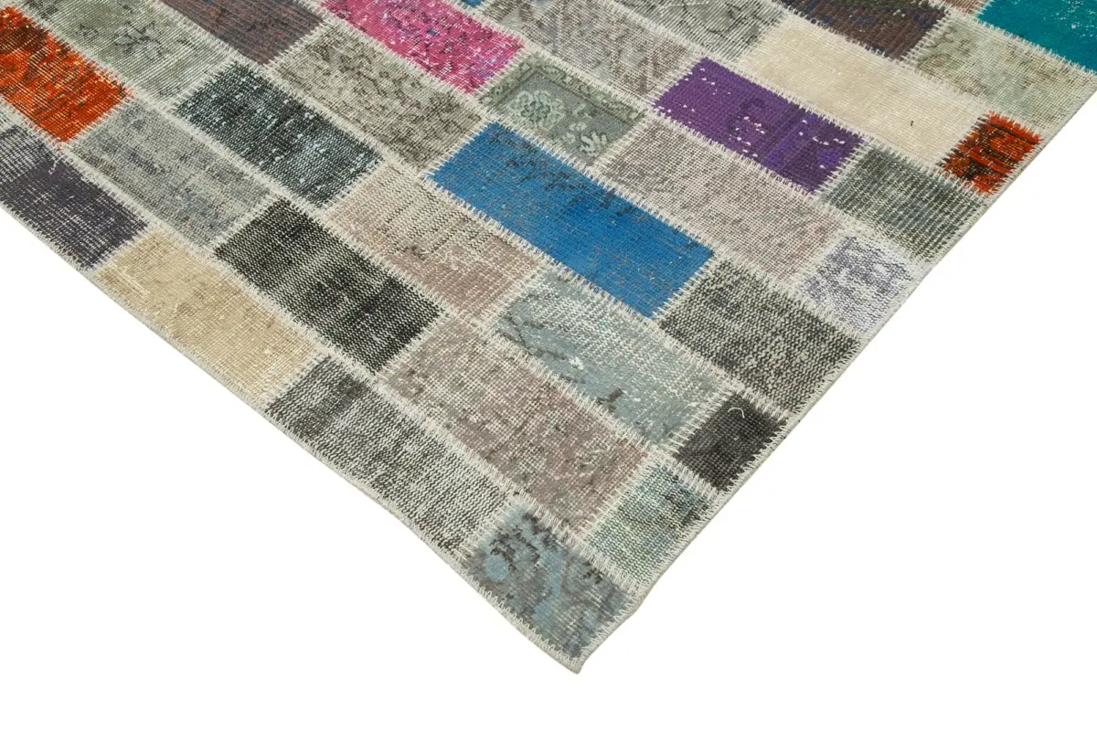 Patchwork Multi Pamuk Üzerine Yün El Dokuma Kilim-298x408 - Görsel 4