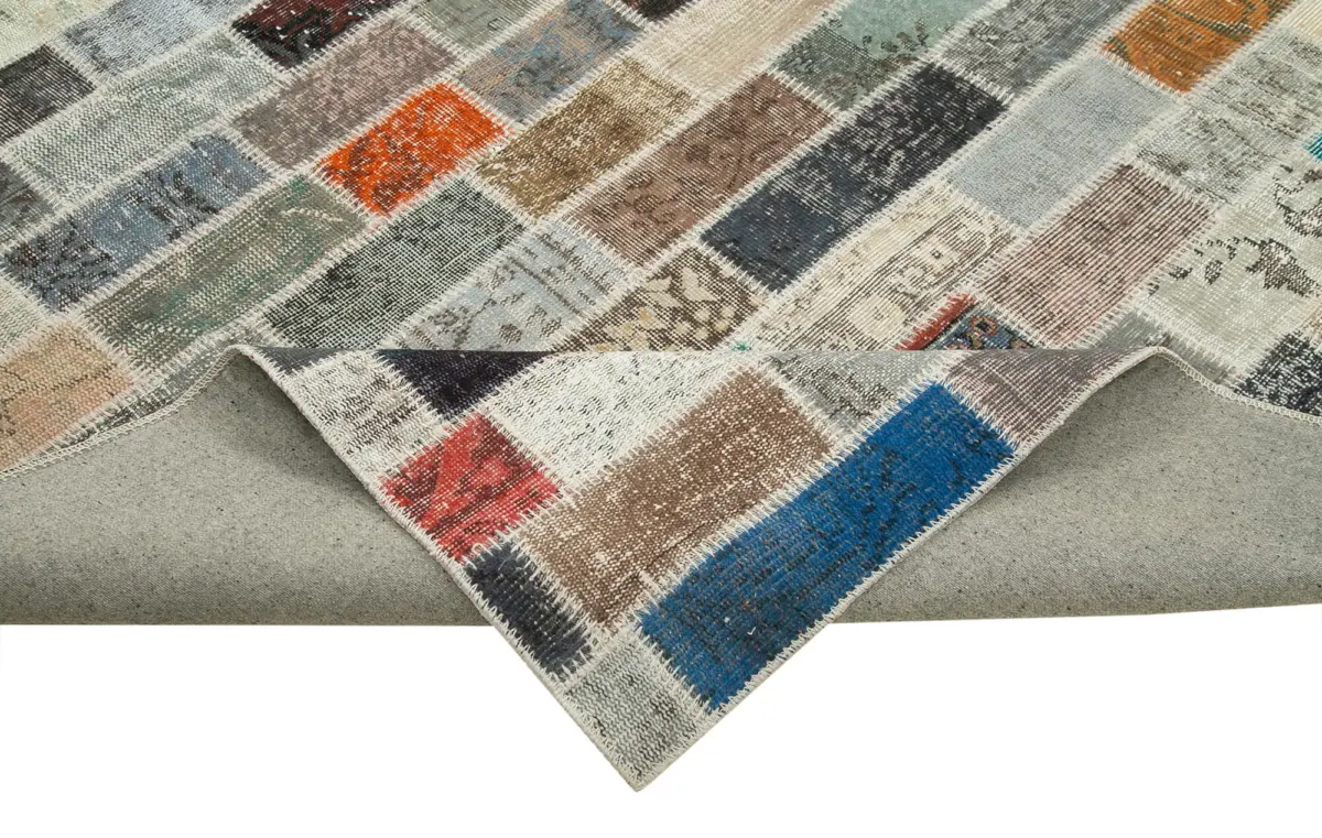 Patchwork Multi Pamuk Üzerine Yün El Dokuma Kilim-298x408 - Görsel 6