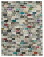 Patchwork Multi Pamuk Üzerine Yün El Dokuma Kilim-298x400