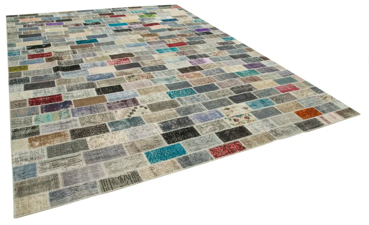 Patchwork Multi Pamuk Üzerine Yün El Dokuma Kilim-298x400 - Görsel 2