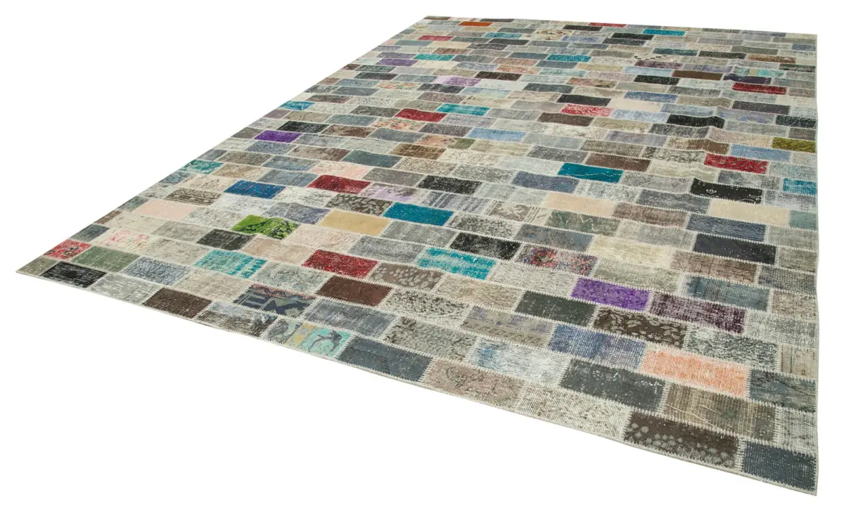 Patchwork Multi Pamuk Üzerine Yün El Dokuma Kilim-298x400 - Görsel 3