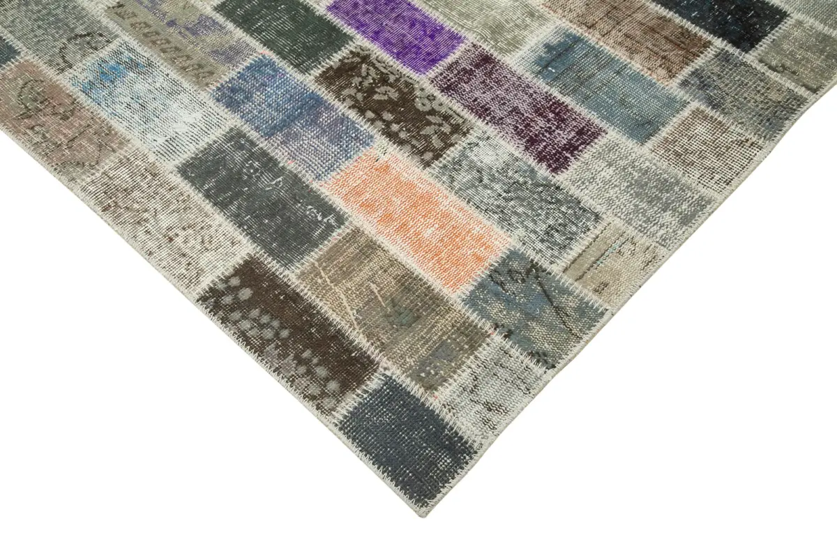 Patchwork Multi Pamuk Üzerine Yün El Dokuma Kilim-298x400 - Görsel 4