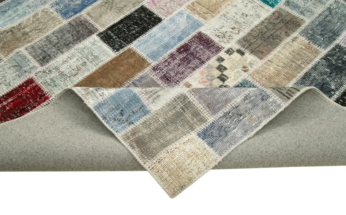 Patchwork Multi Pamuk Üzerine Yün El Dokuma Kilim-298x400 - Görsel 6