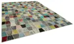 Patchwork Multi Pamuk Üzerine Yün El Dokuma Kilim-307x401 - Görsel 2