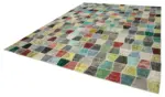 Patchwork Multi Pamuk Üzerine Yün El Dokuma Kilim-307x401 - Görsel 3