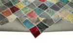 Patchwork Multi Pamuk Üzerine Yün El Dokuma Kilim-307x401 - Görsel 6