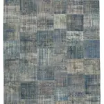 Patchwork Mavi Pamuk Üzerine Yün El Dokuma Kilim-296x400
