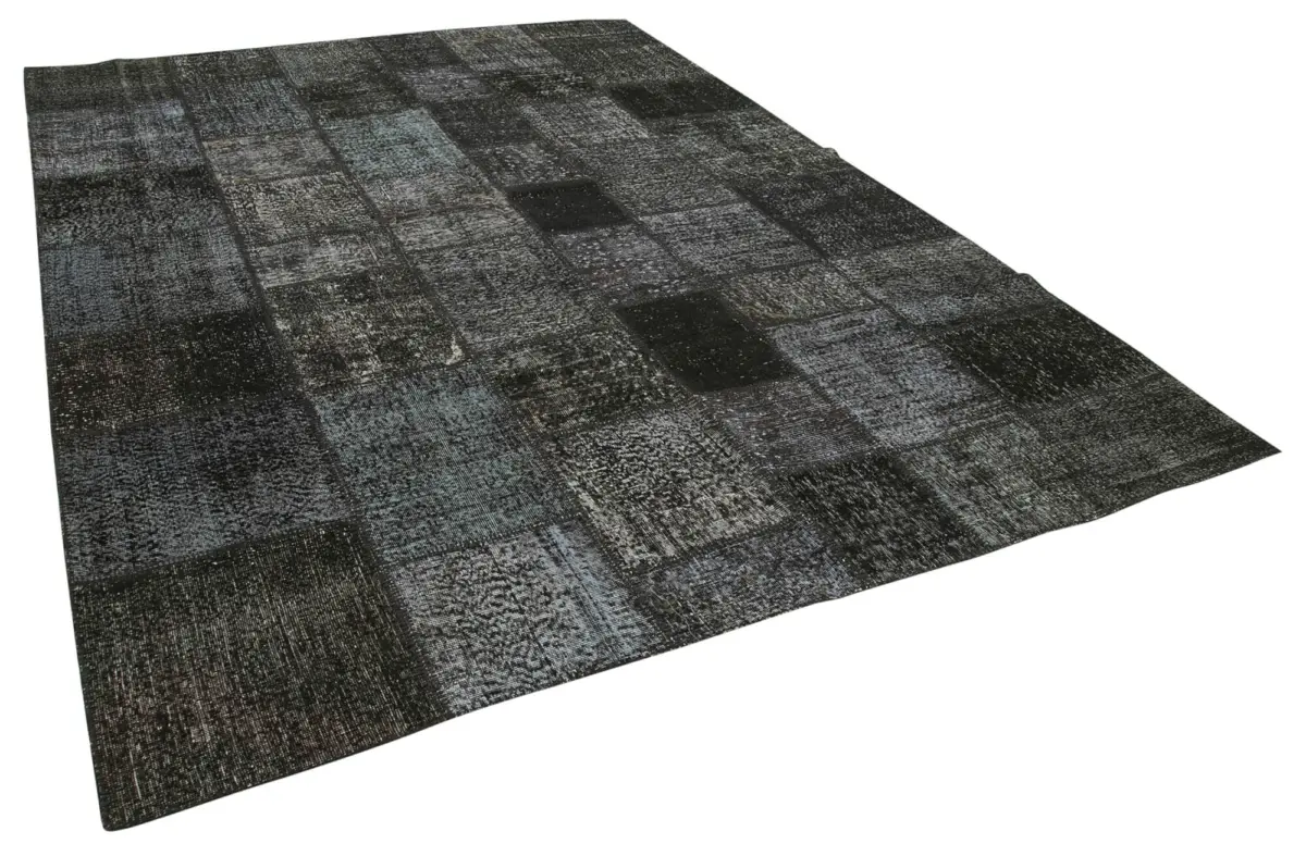 Patchwork Siyah Pamuk Üzerine Yün El Dokuma Kilim-255x352 - Görsel 2