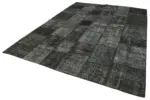 Patchwork Siyah Pamuk Üzerine Yün El Dokuma Kilim-255x352 - Görsel 3