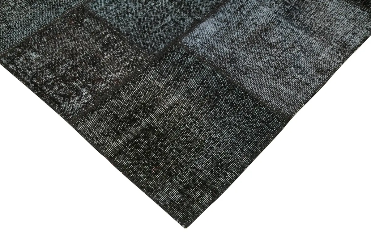 Patchwork Siyah Pamuk Üzerine Yün El Dokuma Kilim-255x352 - Görsel 4