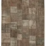 Patchwork Kahverengi Pamuk Üzerine Yün El Dokuma Kilim-254x351
