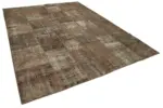 Patchwork Kahverengi Pamuk Üzerine Yün El Dokuma Kilim-254x351 - Görsel 2