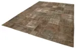 Patchwork Kahverengi Pamuk Üzerine Yün El Dokuma Kilim-254x351 - Görsel 3