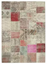 Patchwork Multi Pamuk Üzerine Yün El Dokuma Kilim-251x355