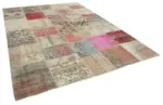 Patchwork Multi Pamuk Üzerine Yün El Dokuma Kilim-251x355 - Görsel 2