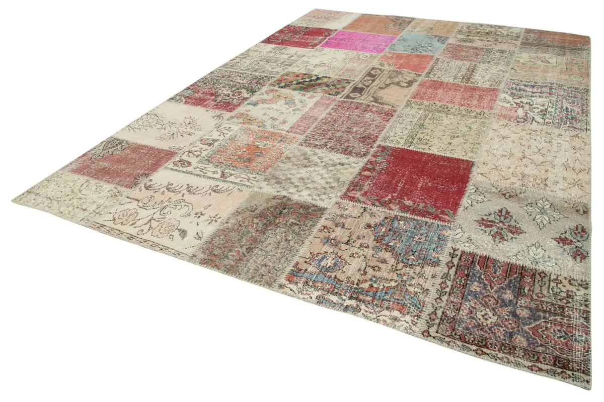 Patchwork Multi Pamuk Üzerine Yün El Dokuma Kilim-251x355 - Görsel 3