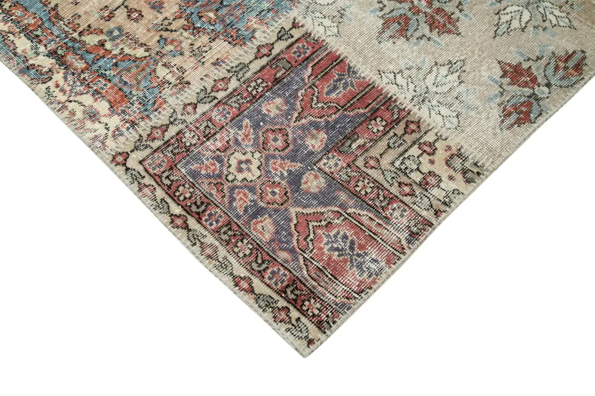 Patchwork Multi Pamuk Üzerine Yün El Dokuma Kilim-251x355 - Görsel 4