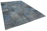 Patchwork Mavi Pamuk Üzerine Yün El Dokuma Kilim-235x353 - Görsel 2