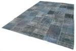 Patchwork Mavi Pamuk Üzerine Yün El Dokuma Kilim-253x353 - Görsel 3