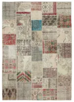 Patchwork Multi Pamuk Üzerine Yün El Dokuma Kilim-250x353
