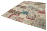 Patchwork Multi Pamuk Üzerine Yün El Dokuma Kilim-250x353 - Görsel 3