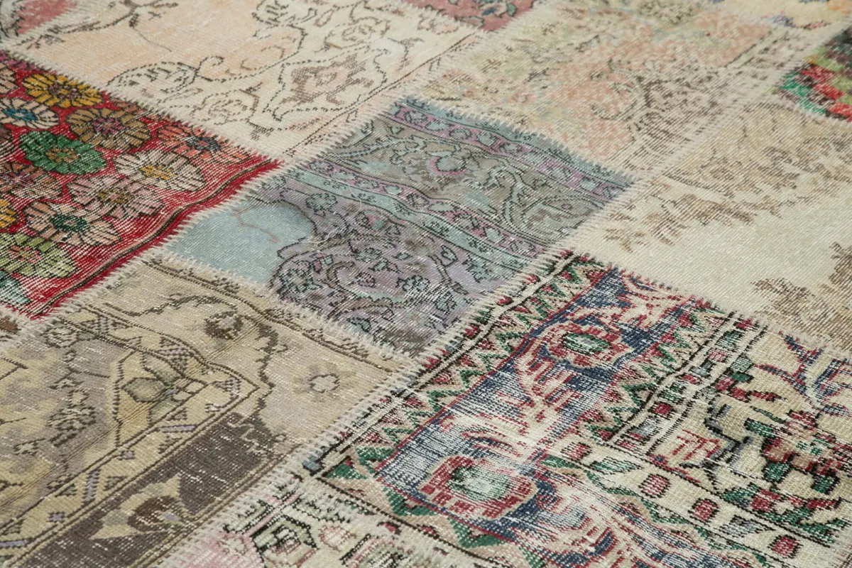 Patchwork Multi Pamuk Üzerine Yün El Dokuma Kilim-250x353 - Görsel 5