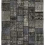 Patchwork Siyah Pamuk Üzerine Yün El Dokuma Kilim-254x353