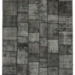 Patchwork Siyah Pamuk Üzerine Yün El Dokuma Kilim-256x352