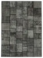 Patchwork Siyah Pamuk Üzerine Yün El Dokuma Kilim-256x352