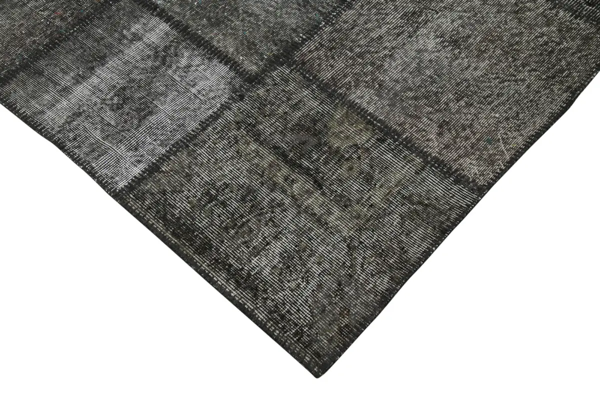 Patchwork Siyah Pamuk Üzerine Yün El Dokuma Kilim-256x352 - Görsel 4