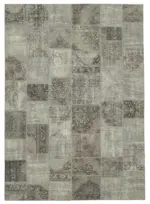 Patchwork Gri Pamuk Üzerine Yün El Dokuma Kilim-251x357